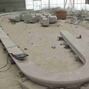 百色 芝麻白花岗岩弧形花坛石，坐凳石