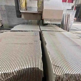 百色 车间生产日常，黄金麻白麻花岗岩