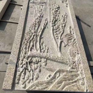 百色 黄金麻雕刻板浮雕迎客松