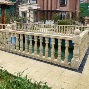 百色黄金麻花岗岩石材栏杆，扶手，将军柱，花瓶柱