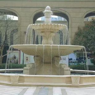 百色 黄金麻花岗岩异型加工——户外庭院石雕流水喷泉