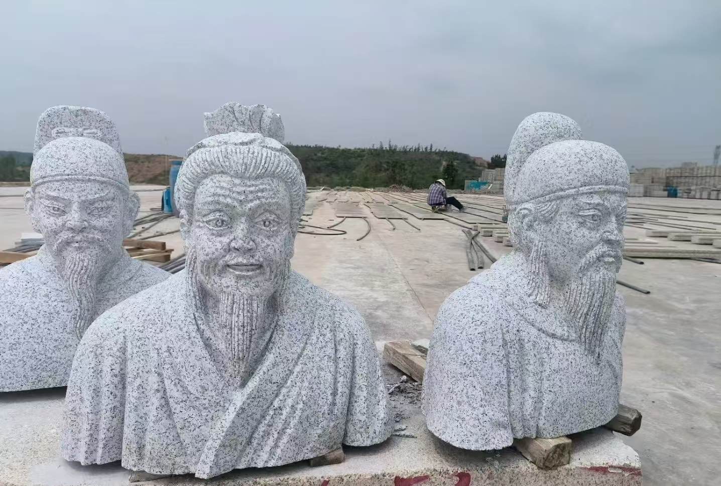 百色 白麻花岗岩石材人物立体雕刻