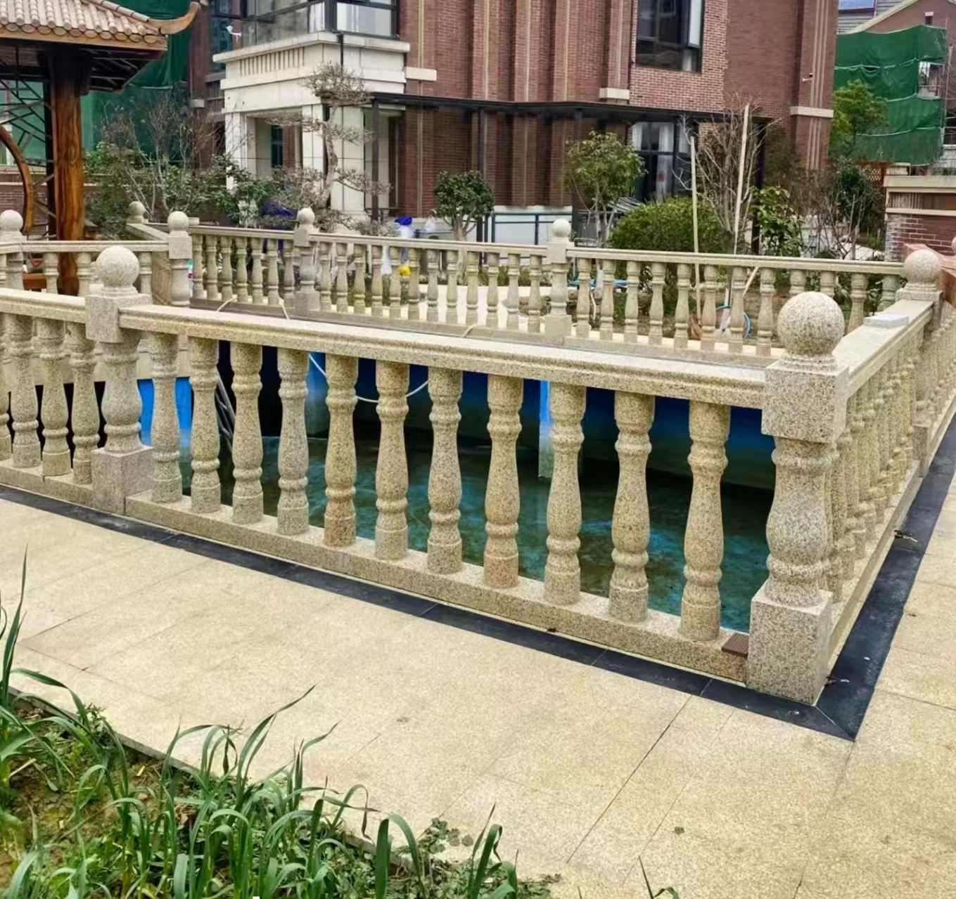 百色黄金麻花岗岩石材栏杆，扶手，将军柱，花瓶柱